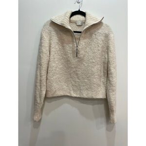 Wilfred Gwyneth Cream Quarter-Zip Sweater S Alpaca Merino Blend Minimalist